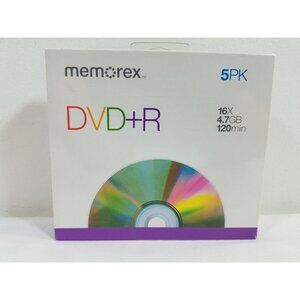 Memorex DVD+R 5 Pack Recordable DVDs 16x 4.7GB 120MIN NEW SEALED